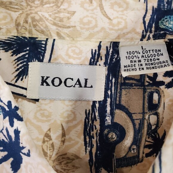 Kocal Men’s Island Hawaiian VTG Cars Print Button Down Cotton Shirt – Size Large - Picture 3 of 13